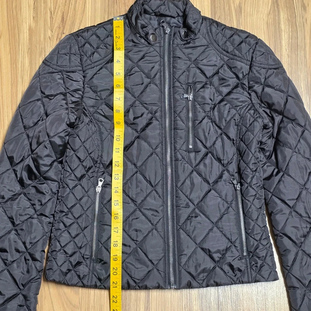 Banana Republic Quilted Moto Jacket Women's Size XS Black Full Zip‎ Snap Collar